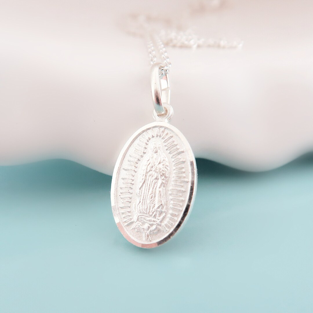 Silver virgen de guadalupe necklace Clearance