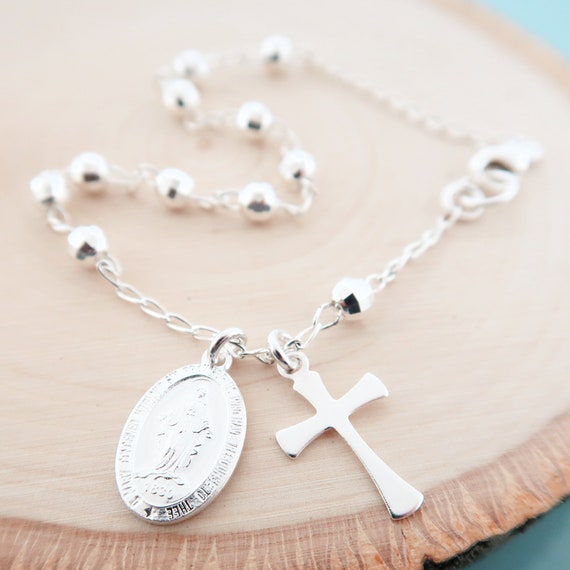 Buy Rose Quartz Sterling Silver Rosary Bracelet | Gifts Catholic