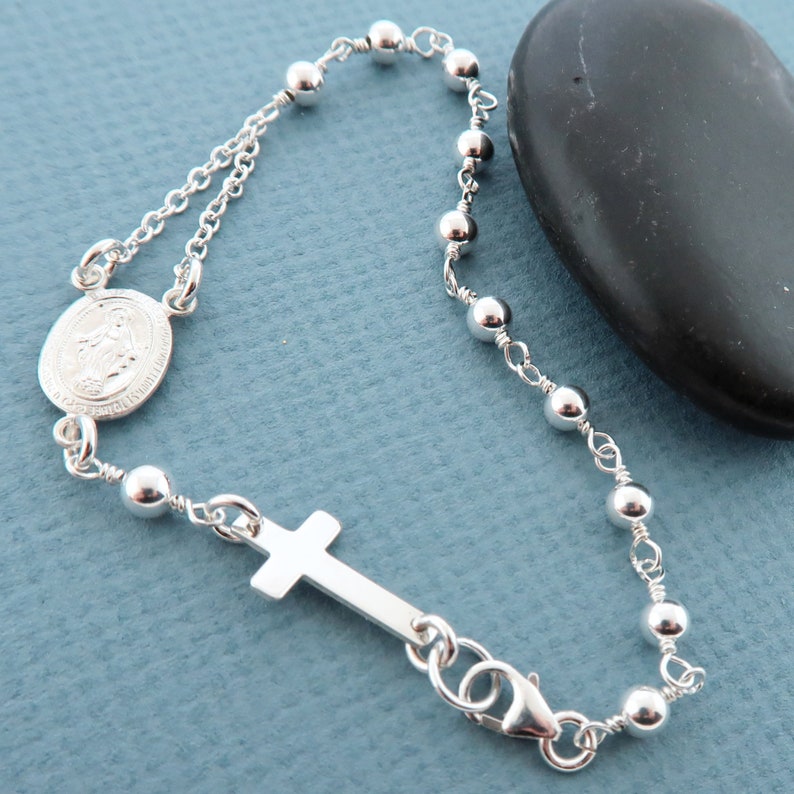 Rosary Bracelet. Sterling Silver Rosary Bead Bracelet. Etsy