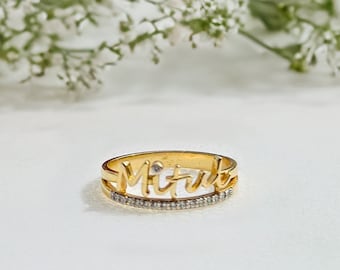 Namensring aus 18 Karat Roségold, personalisierte Geschenke für Sie, Brautjungfern, Muttertagsgeschenke