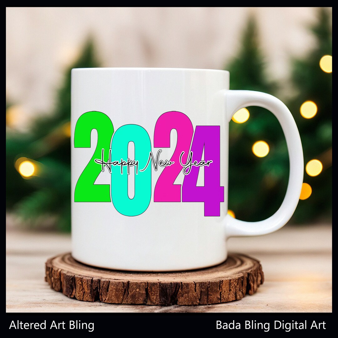 Happy New Year 2024 Mugs, 2024 Coffee Mugs, Ceramic Mug 11oz, New Year