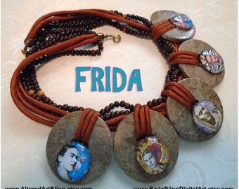 white gift black chic bronze Frida Kahlo colorful vintage cuff Bracelet red original Cabochon ethnic ethnic Christmas