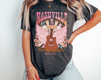 Music City T-shirts Nashville Shirts Guitar t-shirts Nash Bash shirts Country Music t-shirts Cowgirl Mom Retro Cowgirl Shirts gifts for Mom