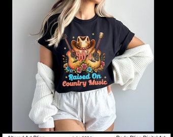 Raised on 90s Country Music T-Shirt Retro 90's Country Shirt Nashville T-Shirt, Country Music Lover Shirt Country Concert Tee Cowgirl Shirt