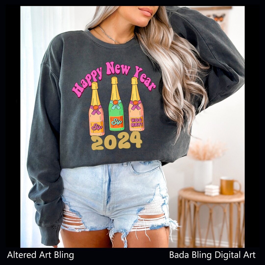 Happy 2024 Sweatshirt New Years Day 2024 Sweatshirts, 2024 Comfort