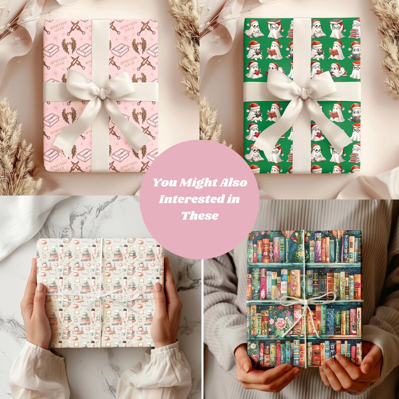 Book Wrapping Paper Roll Colorful Bookshelf Gift Wrap for Christmas Gift Wrapping for Book Lovers Birthday Gift Packaging for Librarians image 10