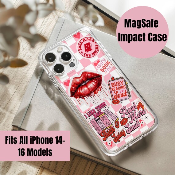 Bookish iPhone Case With Magsafe Clear iPhone Case Pink Phone Case