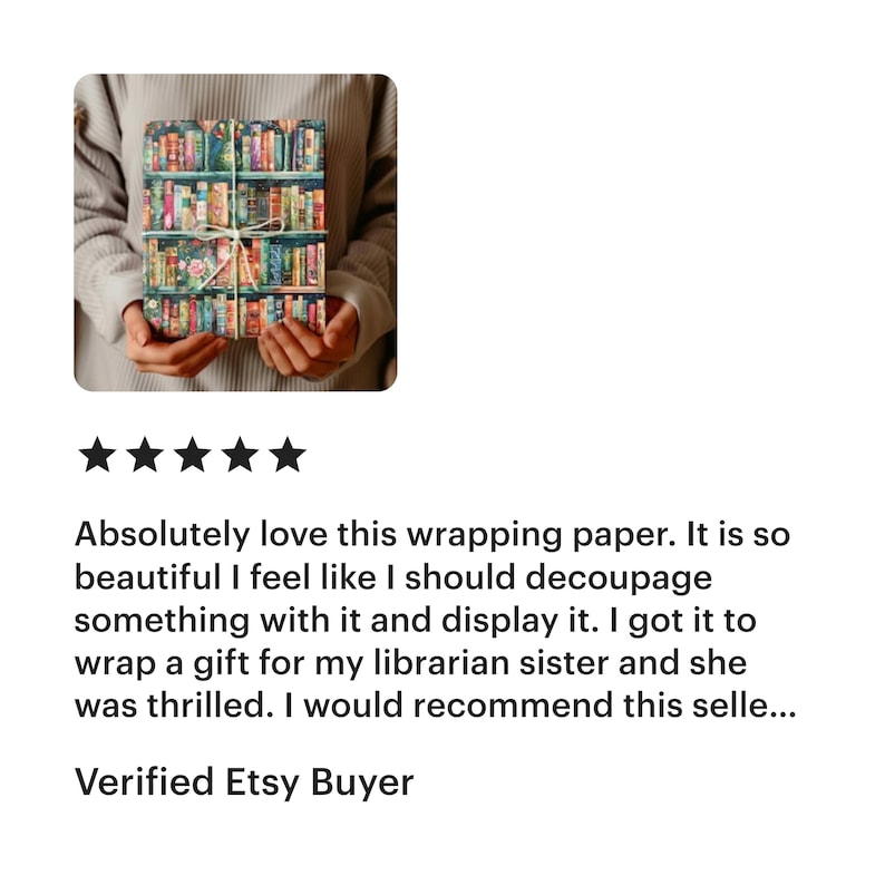 Book Wrapping Paper Roll Colorful Bookshelf Gift Wrap for Christmas Gift Wrapping for Book Lovers Birthday Gift Packaging for Librarians image 7