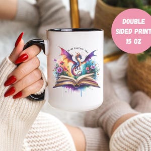Dragon Mug Fantasy Reader Colorful Book Mug Booktok Merch Fourth Wing Gift for Romantasy Book Club Drinkware Book Lover Gift for Bookworm