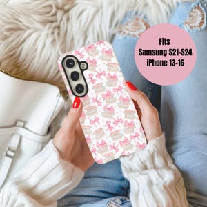 Coquette Phone Case Bookish Bow Pastel Pink Phone Case Samsung Iphone Case for Book Lover Gift for Holiday Present for Bookworm Phone Case
