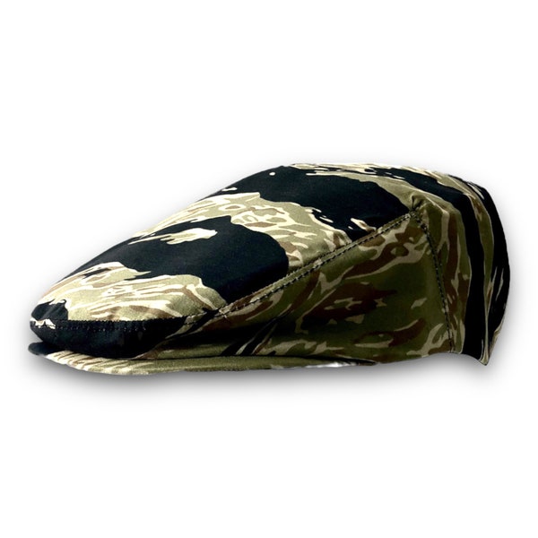 Benutzerdefinierte handgemachte benutzerdefinierte Schiebermütze handgefertigt in Vietnam Tiger Stripe Baumwolle tarnen Stoff - Ivy Cap, Fahrenmütze