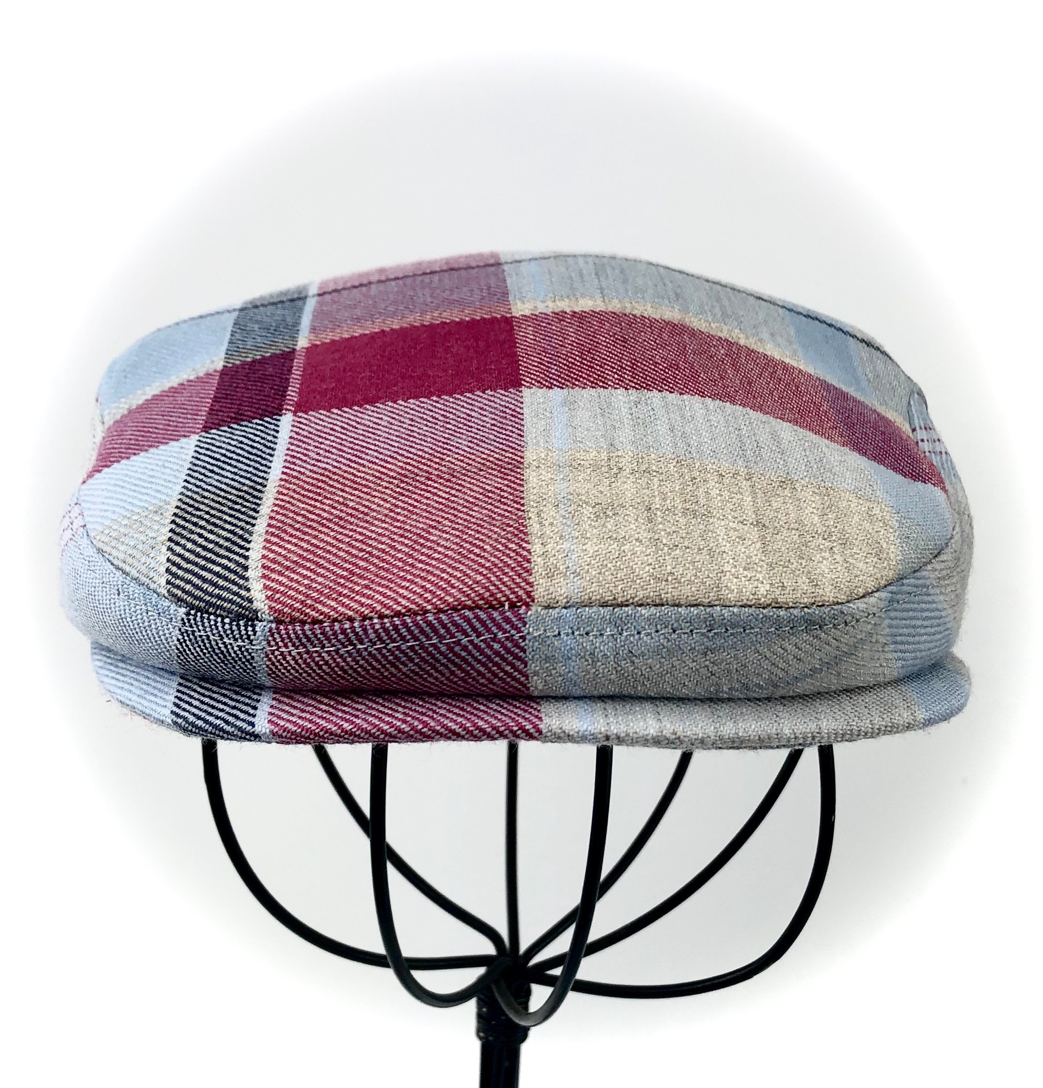 Plaid Wool Flat Jeff Cap, Ivy, Driving Cap Custom Handmade Golf Hat