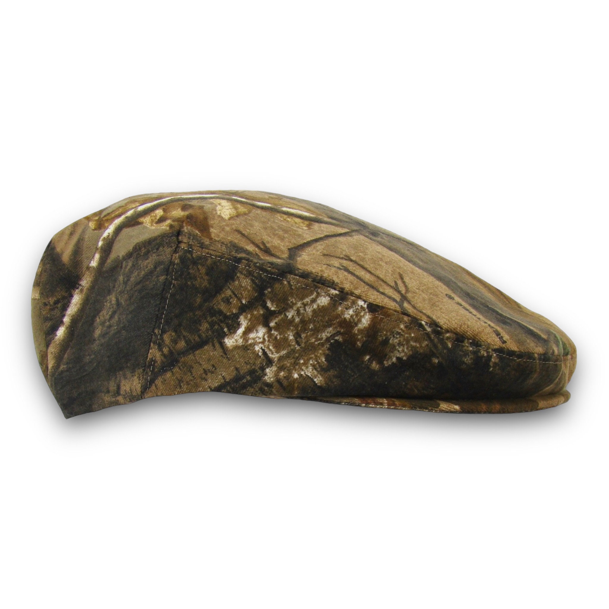 Custom Handmade Flat Cap Made to Order in Realtree Camouflage Fabric Jeff Cap Ivy Cap Driving Cap