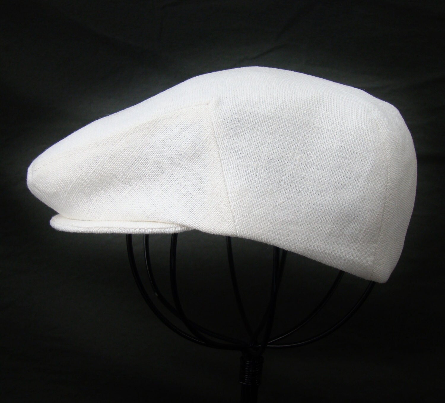 Baby Boy White Linen Flat Jeff Cap Ivy 