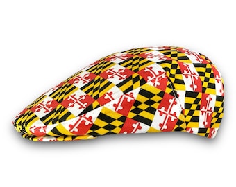 Custom Handmade Jeff Cap Made to Order with Custom Printed Maryland State Flag Fabric