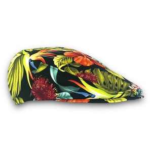 Custom Handmade  Hawaiian Print Cotton Jeff Cap, Ivy Cap, Driving Cap for Men, Women, and Children - Handmade CustomHats
