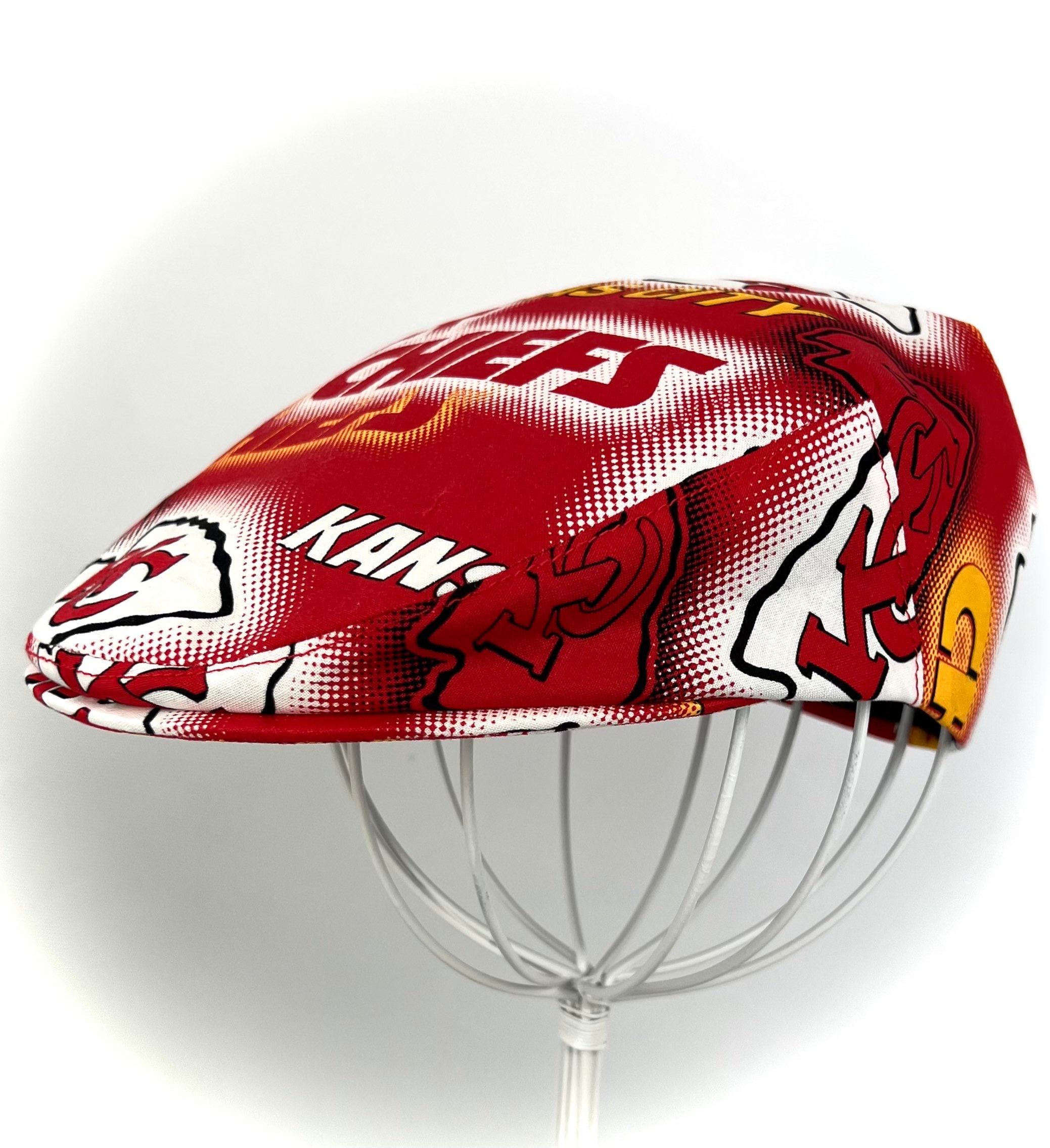 Custom Handmade Custom Made Jeff Cap in Kansas City Chiefs Dot Print