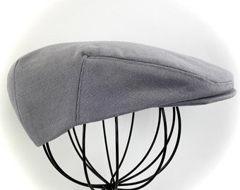 Custom Handmade  Grey Cotton Canvas Jeff Cap, Ivy Cap, Driving Cap for Men, Women, and Children