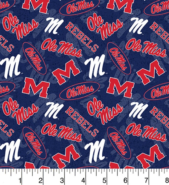 Custom Jeff Cap Made-to-Order with Officially Licensed Ole Miss Mississippi Rebels Logo Print Cotton Fabric