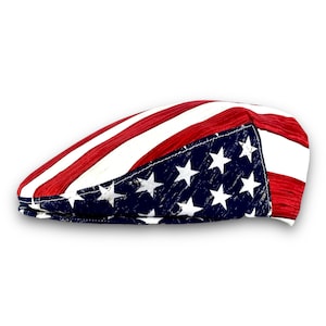 Gorra Jeff de algodón, hecha a mano, con estampado de estrellas y rayas inspirado en la bandera patriótica estadounidense, gorra plana tipo Ivy y gorra de conducir.
