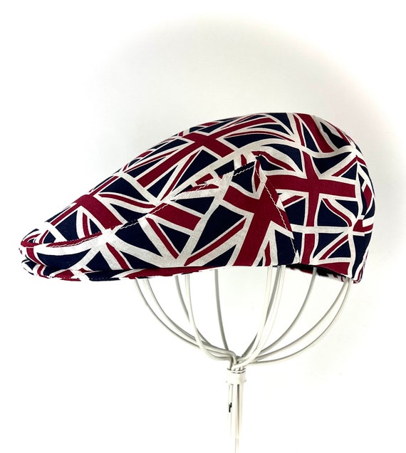 UK Union Jack Flag Inspired Patchwork Print  Cotton Jeff Cap, Flat Ivy Cap, Driving Cap -