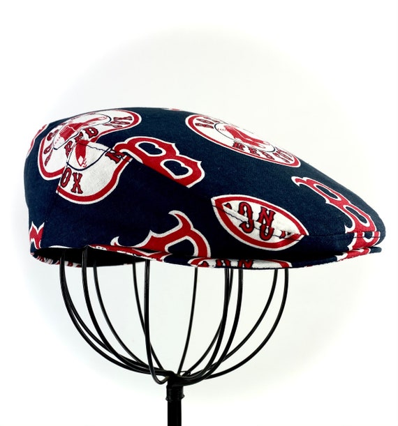 Boston Red Sox MLB Baseball Logo Print Cotton Jeff Cap, Flat Ivy Cap, Driving Cap - Custom made