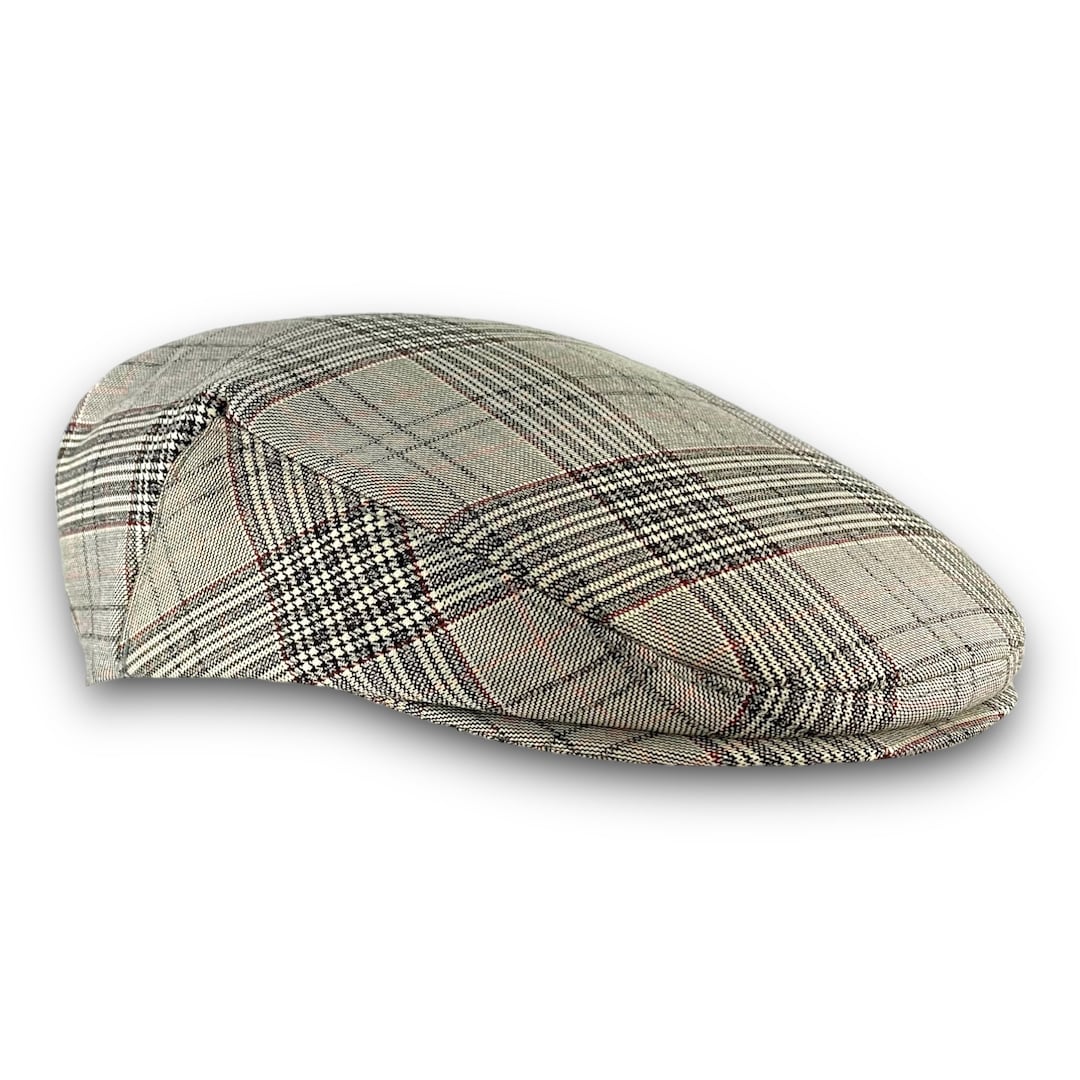 Plaid Wool Flat Jeff Cap, Ivy, Driving Cap Custom Handmade Golf