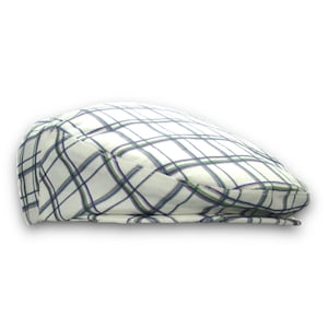 Blue Green White Plaid Men's Hat - Summer Linen-Cotton Original Print Flat Jeff Cap, Ivy, Driving Cap for Boys, Toddler, & Baby Too
