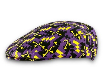 Custom Handmade Jeff Cap Made to Order with Custom Printed Maryland State Flag in the colors of the Baltimore Ravens