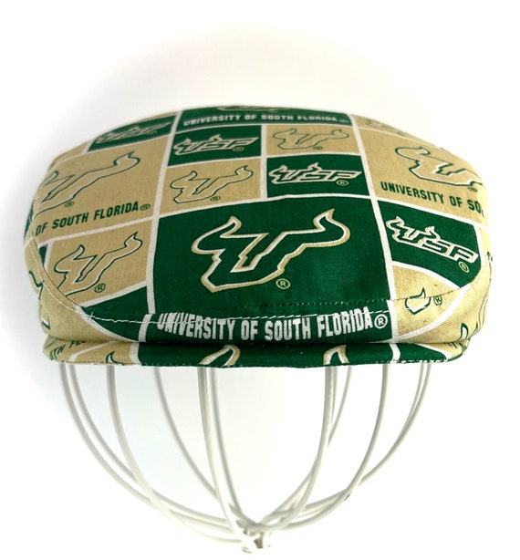 Custom Flat Cap Handmade to order with Officially Licensed University of Southern Florida Bulls Print Cotton Fabric