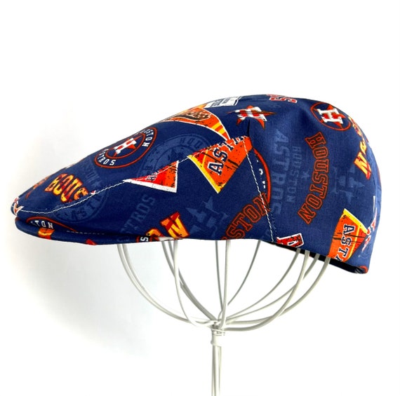 Custom made Jeff Cap Made to Order with Officially Licensed Houston Astros Retro Print Cotton , Flat Ivy Cap, Driving Cap