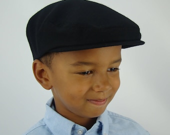 Chapeau de lierre Sixpence en laine noire fait à la main sur mesure - Casquette Jeff plate, casquette Ivy, casquette de conduite pour hommes, femmes et enfants