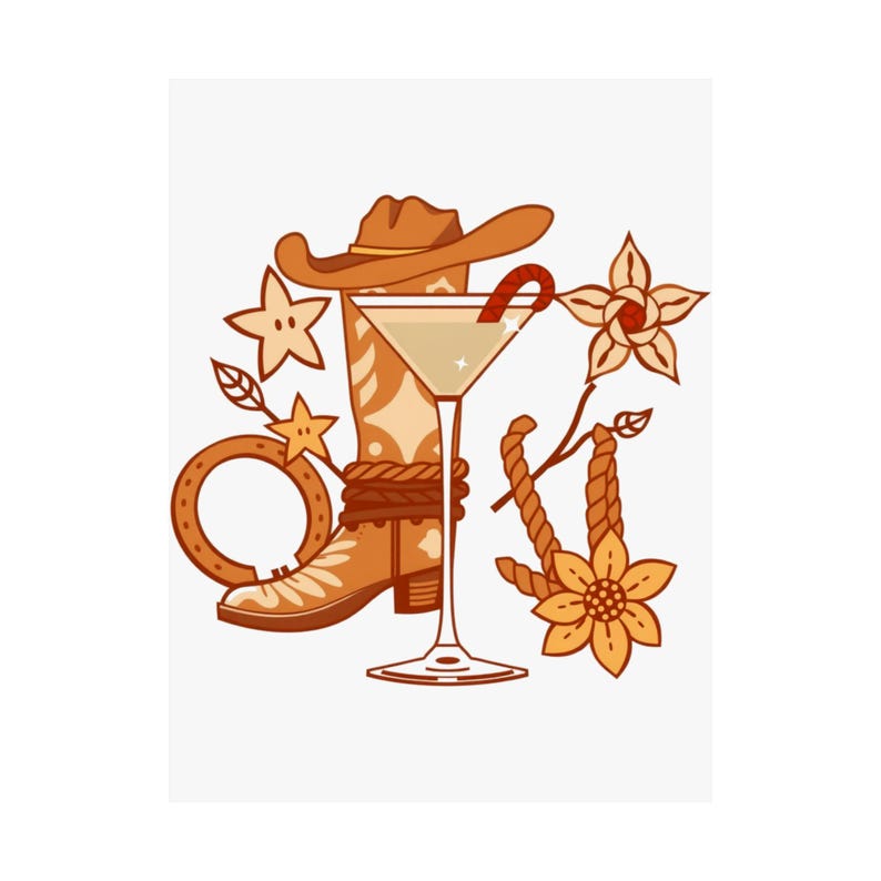 Modern Western Cocktail Icon | Art Print | Wall Decor image 10