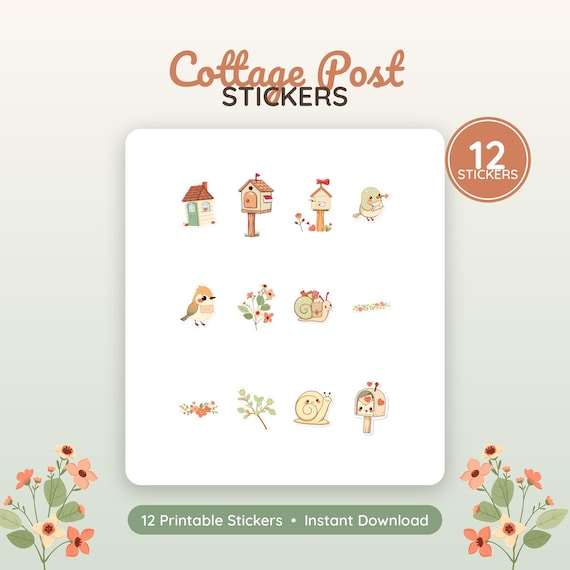 Cottage Post Stickers Printable Snail Mail Sticker…