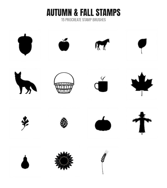 Autumn Fall Procreate Stamps, 15 Fall Leaves Brush…