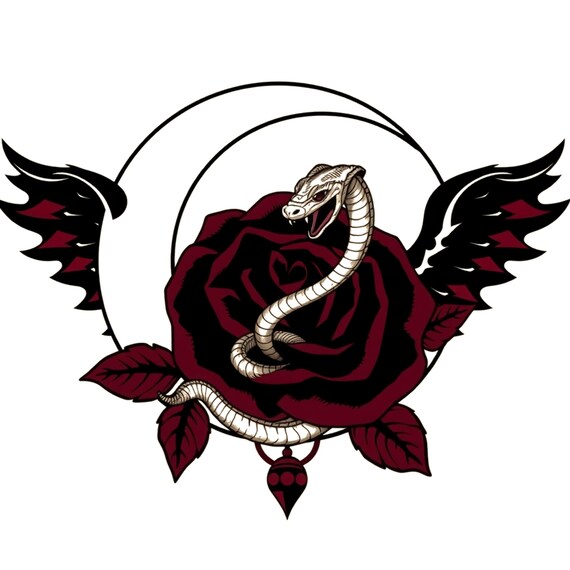 Gothic Rose Snake Clipart, Dark Academia Tattoo…