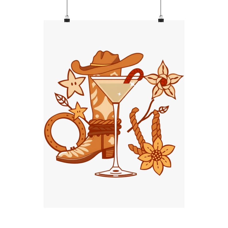 Modern Western Cocktail Icon | Art Print | Wall Decor image 9