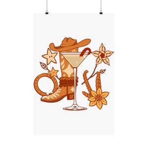 Modern Western Cocktail Icon | Art Print | Wall Decor image 1