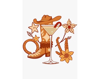 Modern Western Cocktail Icon | Art Print | Wall Decor