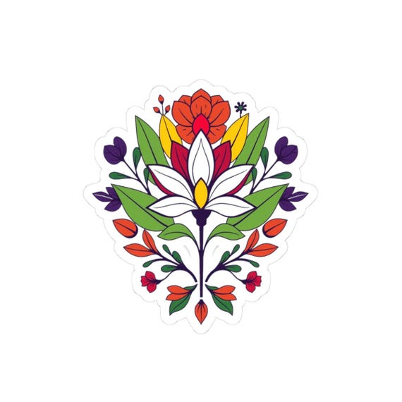 Floral Sticker, Floral Art Vinyl Sticker…