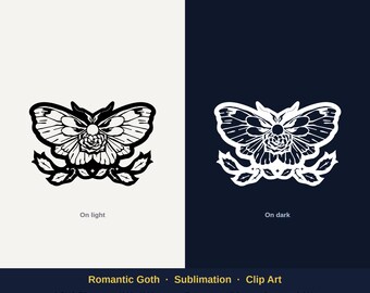 Polilla con cresta PNG / Clip art gótico romántico / Diseño de sublimación / Pegatina de polilla celestial PNG