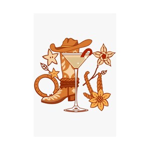 Modern Western Cocktail Icon | Art Print | Wall Decor image 2