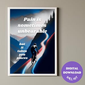 Minimalist Bike Motivational Poster, Printable Cycling Trendy Wall Art, Gifts For Cyclist, Digital Download, Wall Hanging, Road Bike Print