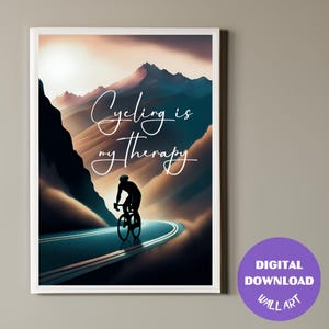 Bike Motivational Poster, Printable Cycling Trendy Wall Art, Gifts For Cyclist, Digital Download, Wall Hanging, Bike print