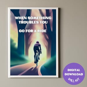 Bike Motivational Poster, Printable Cycling Trendy Wall Art, Gift For Him, Digital Download, Wall Hanging, Bycicle Poster