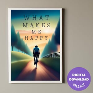 Bike Motivational Poster, Printable Cycling Trendy Wall Art, Gifts For Cyclist, Digital Download, Wall Hanging, Unique Gift