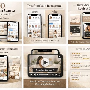 50 Instagram Canva Templates Bundle – Instagram Post e Reel Templates – Social Media Canva Designs for Business & Influencers