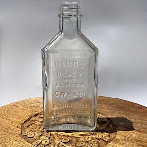 Antique Embossed “Hinds Honey and Almond Cream” Bottle 6”
