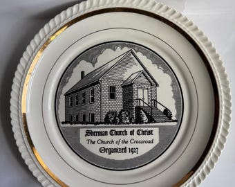 Vintage ‘Sherman Church of Christ’ Commerative Plate 9.25”
