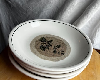 Savory Thyme Pasta Bowl Set | Portuguese Herb Stoneware | Rustic Farmhouse Dinner Bowls